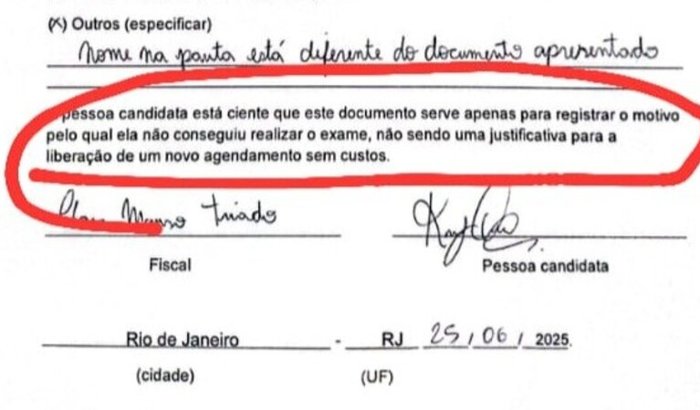 Reagendamento prova