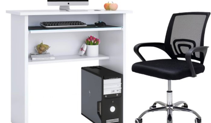 Mesa e cadeira para trabalhar em home office 