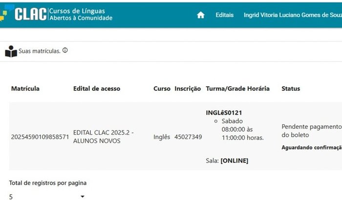 Curso de inglês na UFRJ