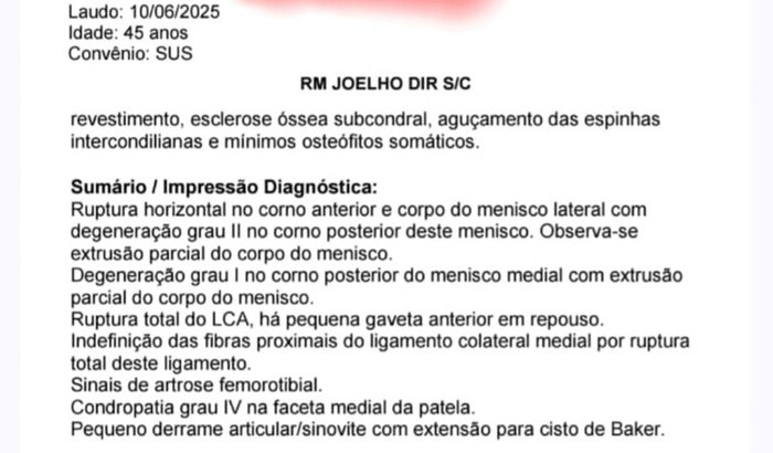 Não deixe o Alfredo perder o joelho.