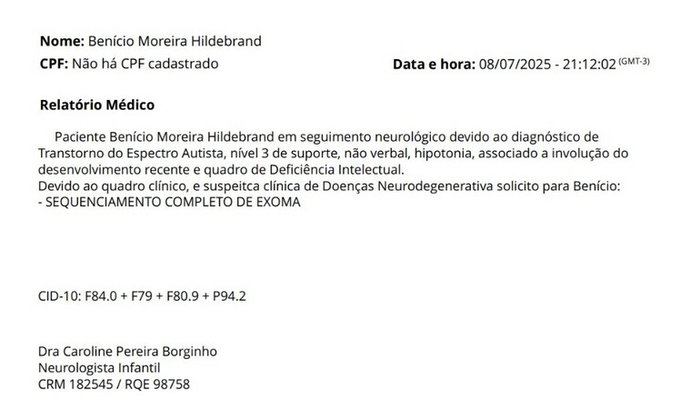 Ajudem na investigação de doenças neurodegenerativas do Benício