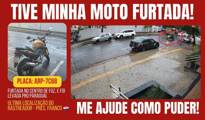 Tive minha moto furtada, me ajude!
