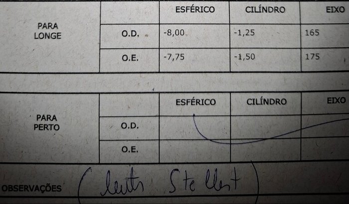 Lente de óculos especifica