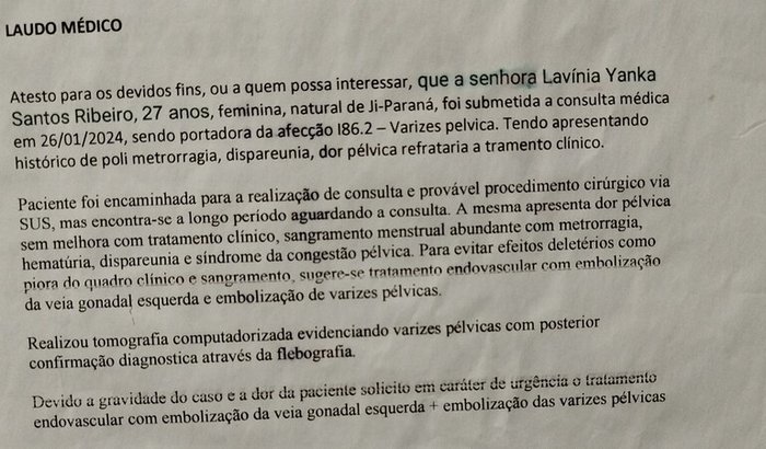 Cirurgia safenectomia bilateral e embolização da veia gonadal
