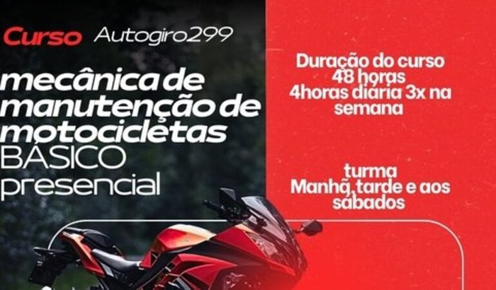 Curso presencial gratuito de mecânica de motos