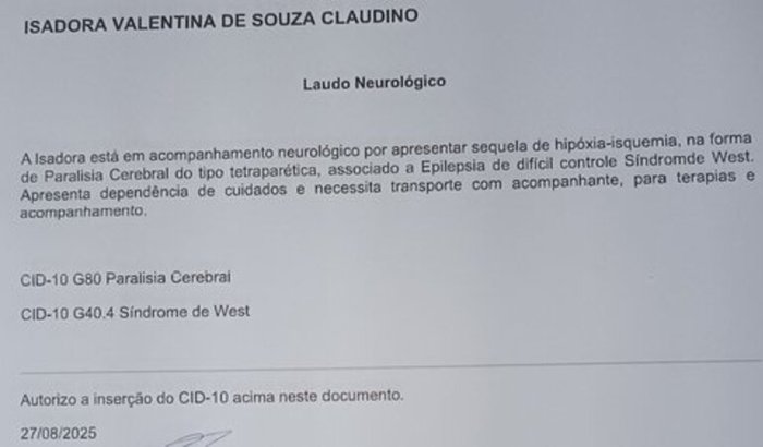 Compra da cadeira postural da Isa