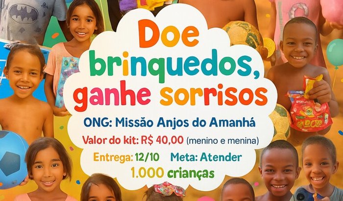 Doe brinquedos, espalhe sorrisos