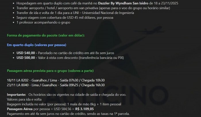 Mini Intercâmbio para Lima