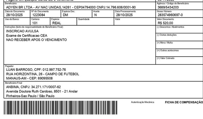 VAQUINHA PARA PAGAR A PROVA DA CERTIFICAÇÃO CEA 