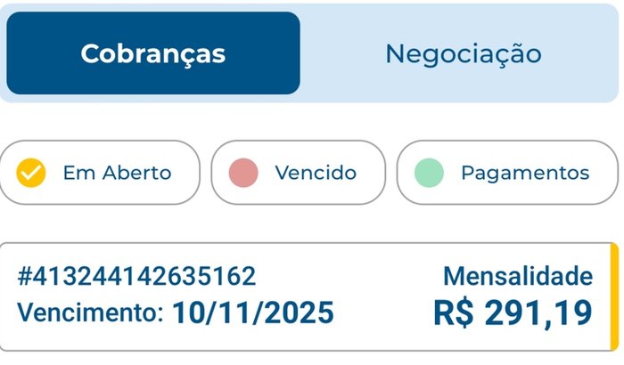 Mensalidade da faculdade 