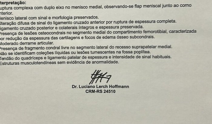 Cirurgia no joelho direito