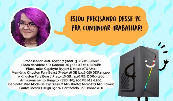 Computador de gabinete novo para Ana Blue Artwork trabalhar!