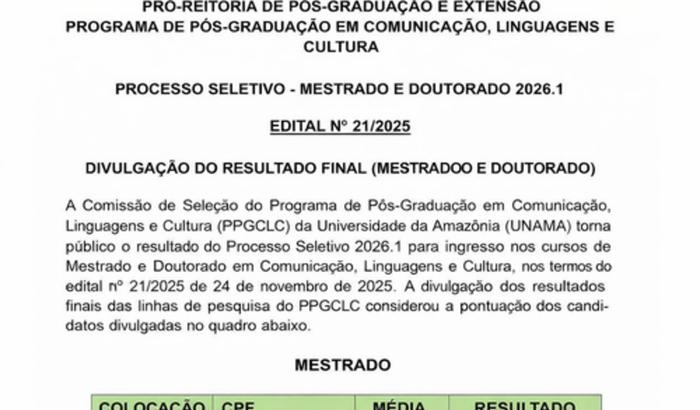 Apoio para minha inscrição no Mestrado