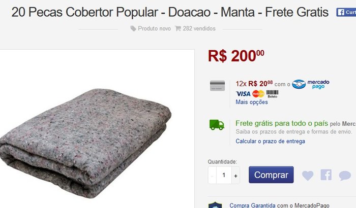 Doação de cobertores para desabrigados