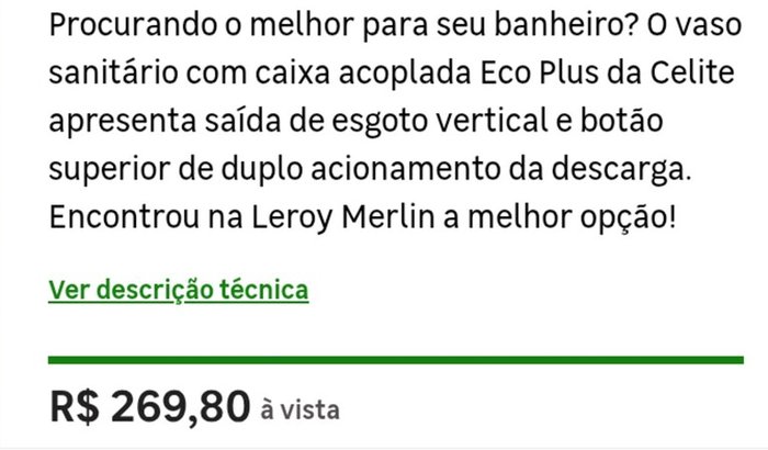 Ajuda para comprar um vaso sanitário