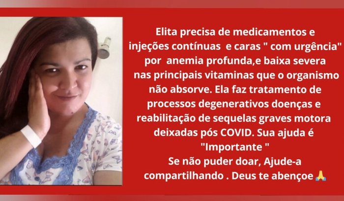 Ajude Elita:URGÊNCIA em remédios,tratamentos e reabilitação.