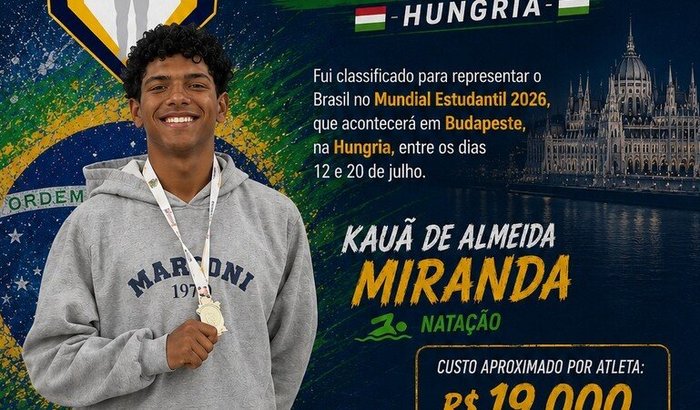 KAUÃ NO MUNDIAL ESTUDANTIL DE NATAÇÃO NA HUNGRIA