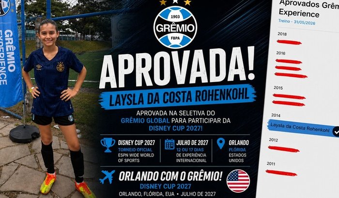 Ajude a Laysla a representar o Brasil nos EUA pelo Grêmio ⭐