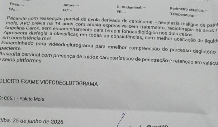 Exame de videodeglutograma