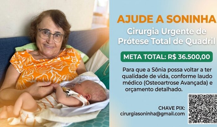 Todos pela Soninha: Cirurgia Urgente de Prótese de Quadril