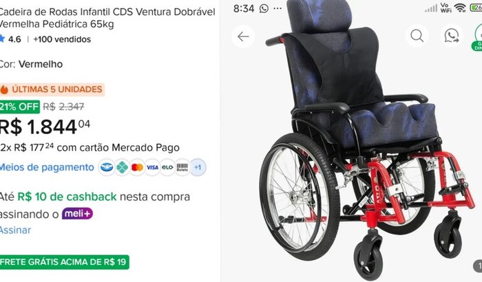 Comprar a cadeira de rodas da Juju