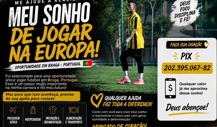 ⚽ Ajude-me a realizar meu sonho de jogar na Europa! 🇵🇹🇧🇷