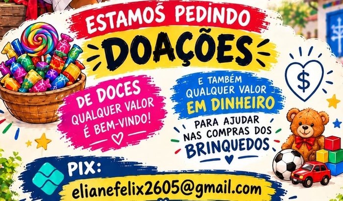 Ajudar nas compras dos doces e brinquedos para a festa do dia das crianças