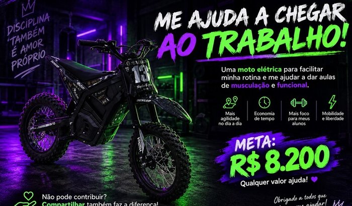 🛵 Me ajude a conquistar minha moto elétrica para ir trabalhar! 💚
