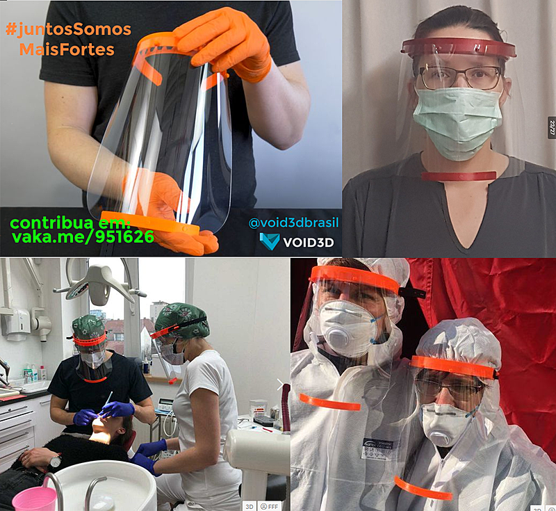 Impressão 3D de protetores faciais para profissionais da Saúde.